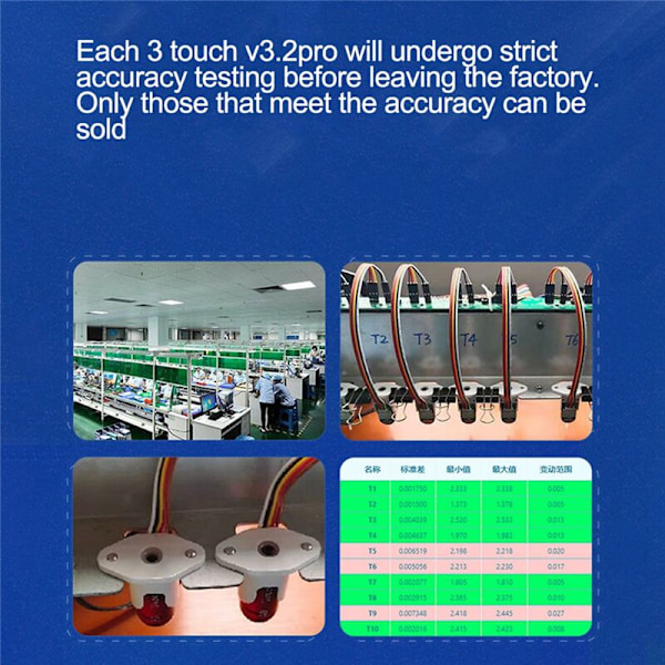 3D Touch Sensor V3.2 Pro Auto Leveling Bed Sensor Upgrade 3D Printer Precision Hot Bed Printing Sensor med 2 kabler