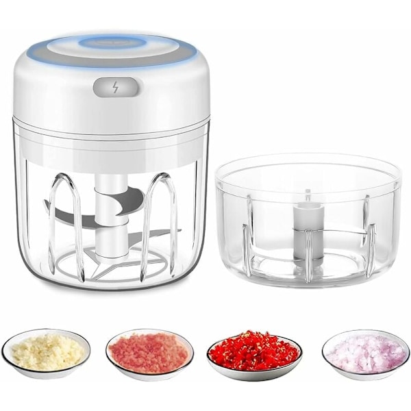 Ledningsfri elektrisk hakkeskærer, mini foodprocessor, 250 ml, nem at rengøre og udskifte, holdbar elektrisk blender til grøntsager og frugter