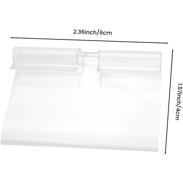 50 stk gjennomsiktig plast etikettholder prislapp, flyttbar etikettholder med hylleklips for oppbevaringsbeholdere handlekurvetiketter