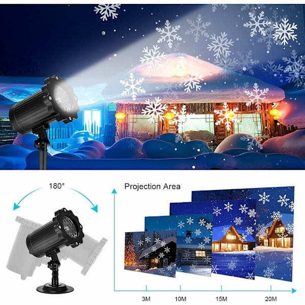 LED-projektor Jullampa Snöfall Ljus med Fjärrkontroll IP65 Vattentät Utomhus och Inomhus Juldekoration Snöflinga LED Julprojektor