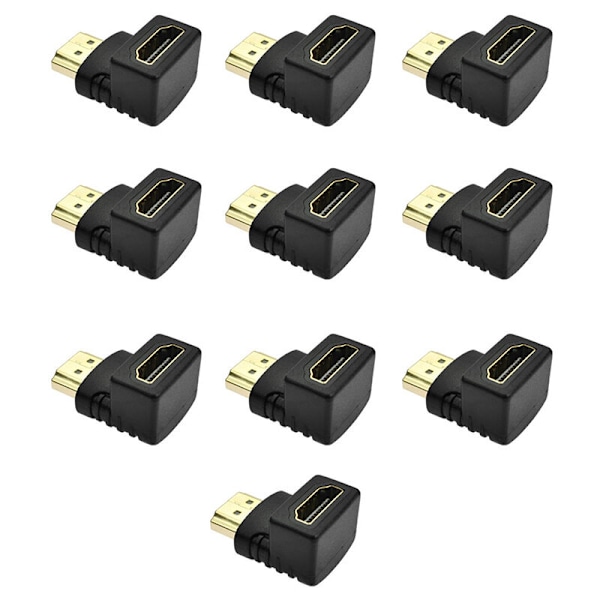 10 stk. HDMI Han til HDMI Hun Adapter 90 Grader, 4K HDMI Adapter, til TV, Skærme, Projektor, HDTV