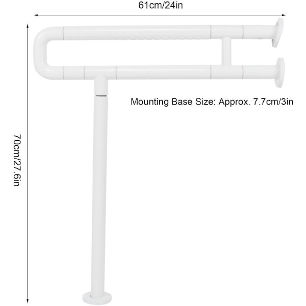 70 cm sammenleggbar støttehåndtak for toalett, støttehåndtak for funksjonshemmede, sammenleggbart sikkerhetshåndtak, rustfritt stål, for gravide eldre