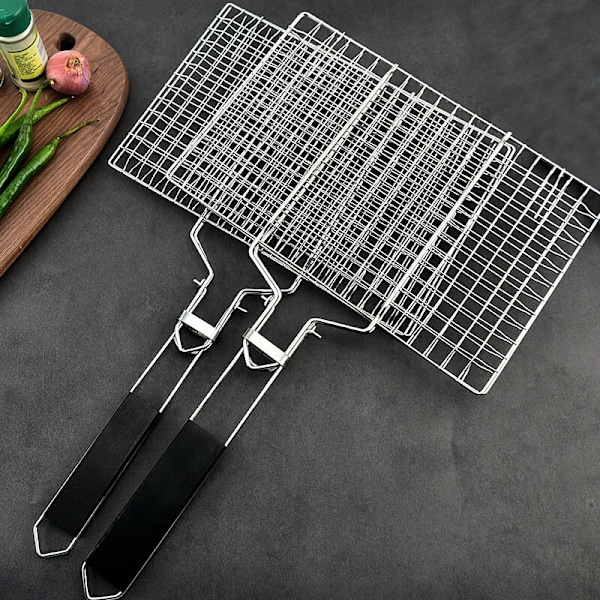 BBQ Mesh Grill Net af Rustfrit Stål Grill Net Liners Stativ Grill Grill til Camping BBQ Udendørs Picnic Køkken - Lille-DENUOTOP