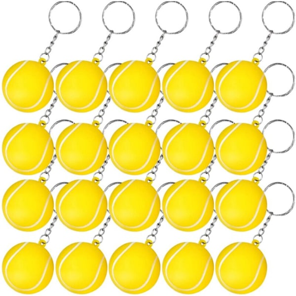 20Pcs Yellow Tennis Ball Keychain for Party Favors, School Reward, Sports Souvenir Bag Filler