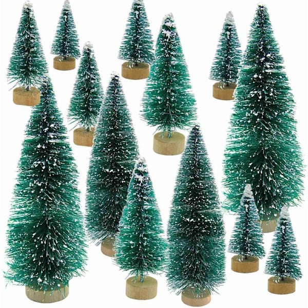 34 stk. Mini Juletræ Sne Frost Fyr DIY Håndværk Desktop Dekoration Julepynt Træ Dekorationer