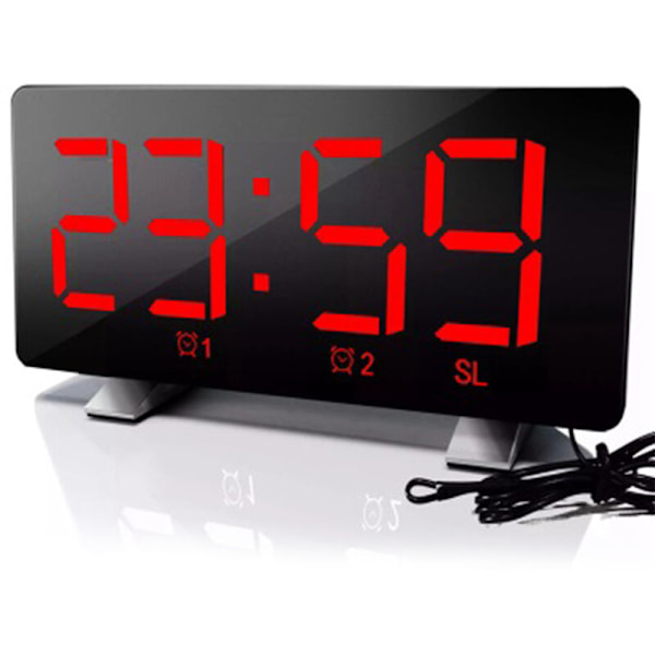 Digital väckarklocka, väckarklockor för sovrum med FM-radio, dubbla larm, 6'' LED-skärm, USB-port för laddning, 4 ljusstyrkor, 12/24H, automatisk dimmer