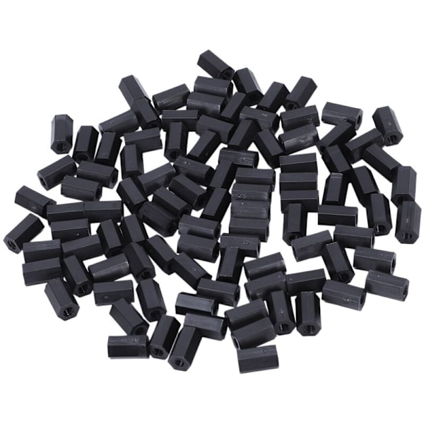 M3x10mm Nylon Hexagonal Spacer Standoff Black Thread 100pcs