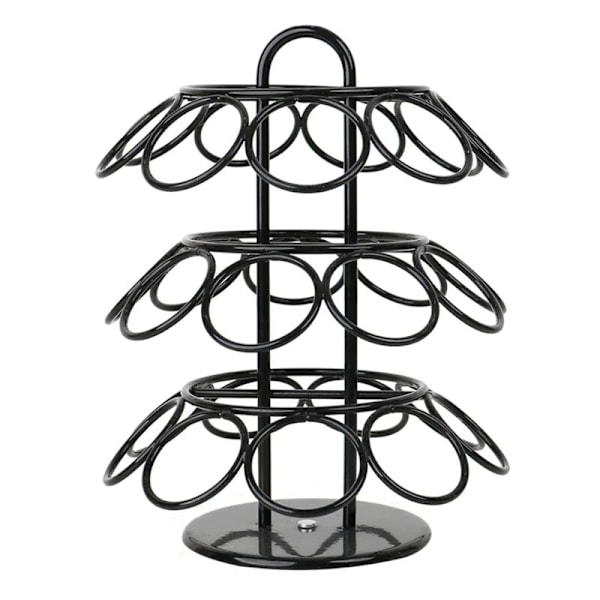 Kaffepodholder, Kaffeoppbevaring Kompatibel med K-Kopper (27 Pods), 360 Graders Rotasjon, Svart
