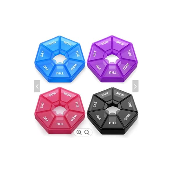 2-pack Rund pillerask Liten pillerask 7 dagar Mini 7-sidig pillerask Organizer pillerask