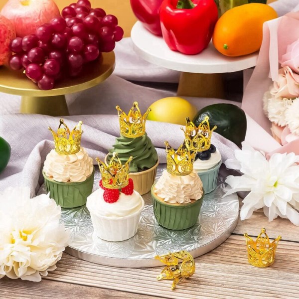 20 stk. Krone Kage Topper Mini Krone Guld Krone Cupcake Toppers til Fødselsdagsfest Baby Shower Kage Dekorationer