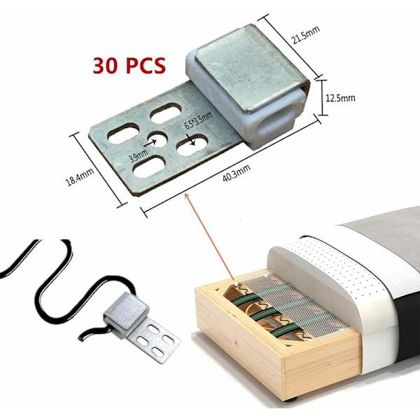 30 stk. Metal Sofa Fjedre Clips, 5 Huller Møbel Fjedre Clips, Polstrede Møbler Udskiftningsdele, Sofa Udskiftningsdele