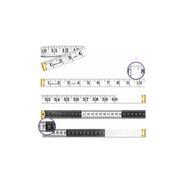 5 st dubbelsidig måttband för sömnad, bröst, midja, 150 cm, vit
