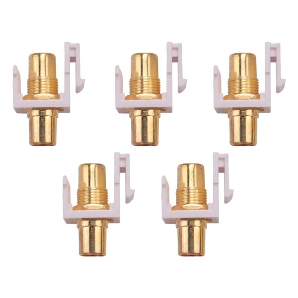 5-pak RCA Keystone Jack Plug Connector Insert Socket Plug Inn i Adapter Port Coupler Belagt eller for Veggplate