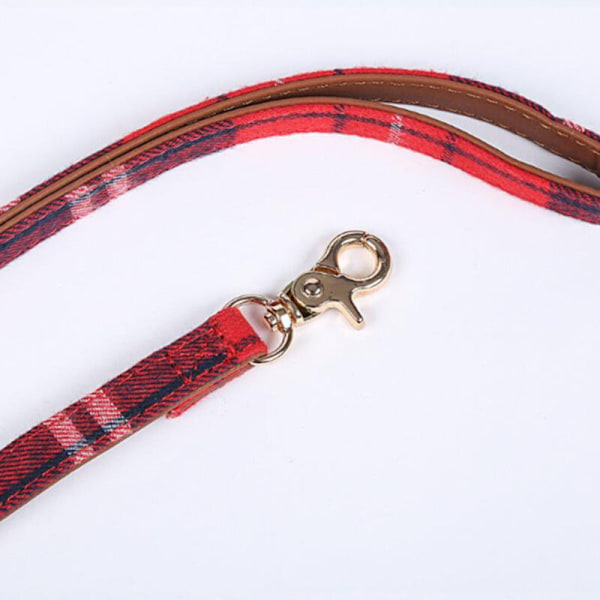 3-pack Hundkoppel och Halsband Set med Fluga, Justerbart Rutigt Hundfluga Halsband Set
