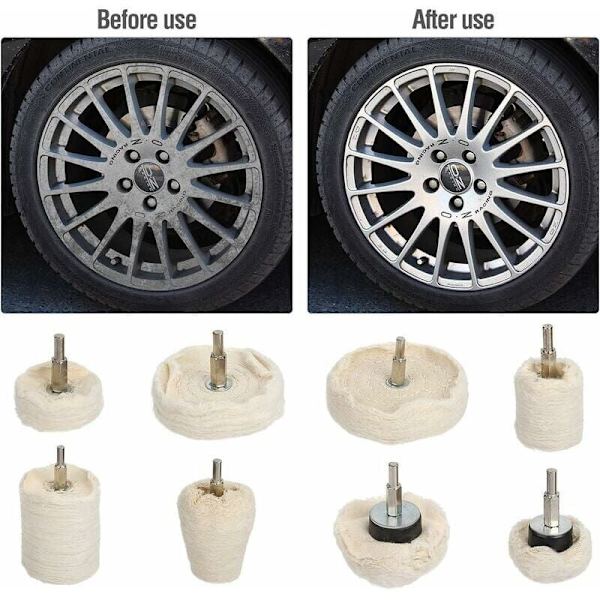 Poleringshjul för Borr, 8 st Bomullsbuffertar för Metall (Aluminium/Rostfritt Stål/Krom/Legering/Mässing) Trä Plast Glas Keramik