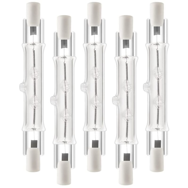 5-pak R7S 118mm 300W 230V, R7S Halogen Lineær Pære, Dimbar Halogenlampe for Byggearbeid Landskapsbelysning