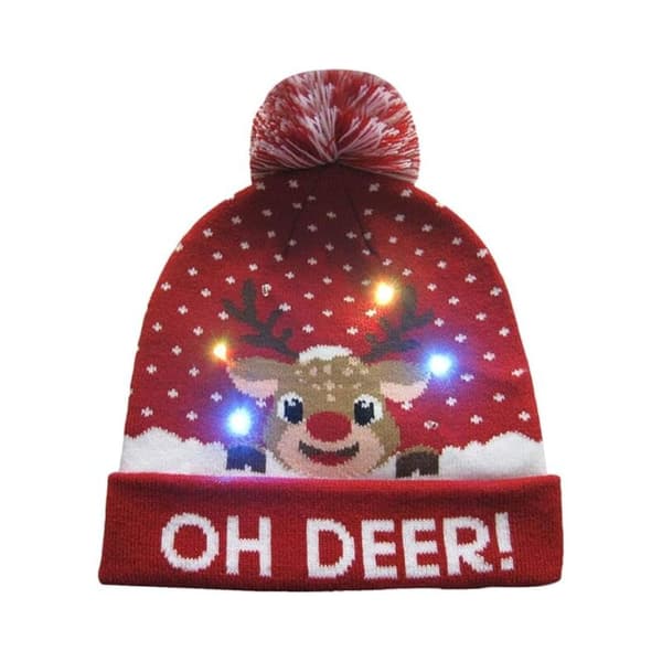 LED Lysende Strikket Grim Juleferie Sweater Julehat