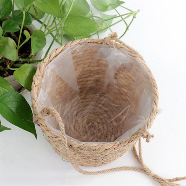 Macrame Hängande Planter, Växtförvaringskorg, Vävda Rep, Inomhus och Utomhus Blomkruka Hållare, Primär Färg L