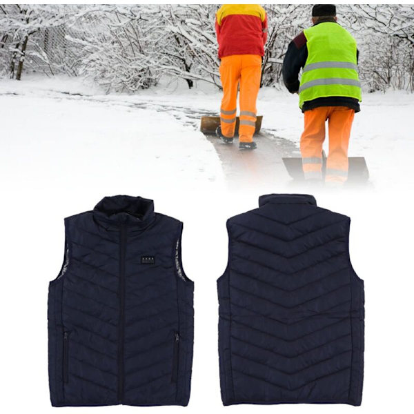 Opvarmet Vest, 17 Vandvaskzoner, 3 Hastigheder, Polyesterfiber, 4 Kontakter, Intelligent Elektrisk Opvarmet Vest til Kropsvarme (XXL)