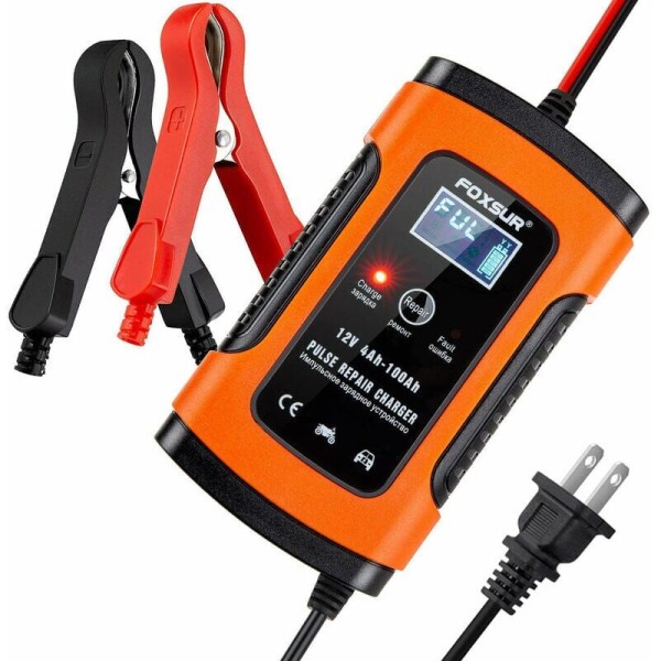 Opladere, Boostere og Starthjælp 12V 5000mA Fuldautomatisk Batterioplader/Vedligeholdelseslader til Biler, Motorcykler, ATV'er, Campingvogne, Powersports, Både og Mere