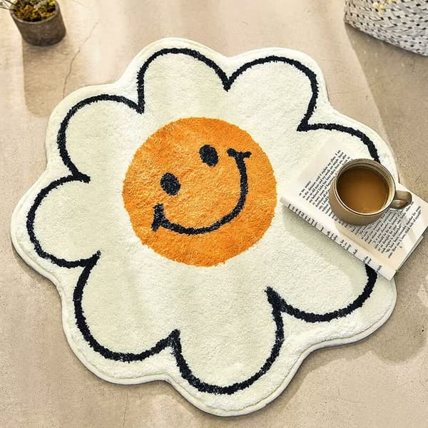 Søt solsikke teppe, superabsorberende baderomsteppe, superabsorberende teppe, maskinvaskbart, for dusj, badekar, soverom, 80 cm