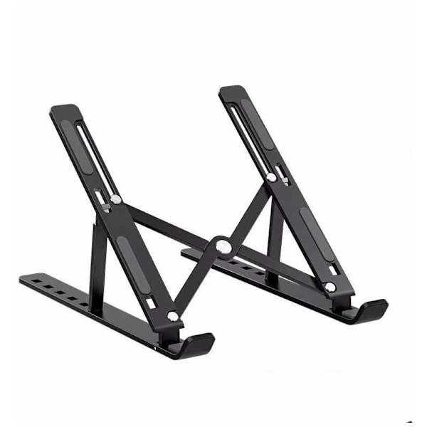 Laptopställ, Fällbart, Justerbart, Ventilerat, Bärbar Laptopställ för Skrivbord, Aluminium Fällbart Laptop Ergonomiskt Stativ Svart