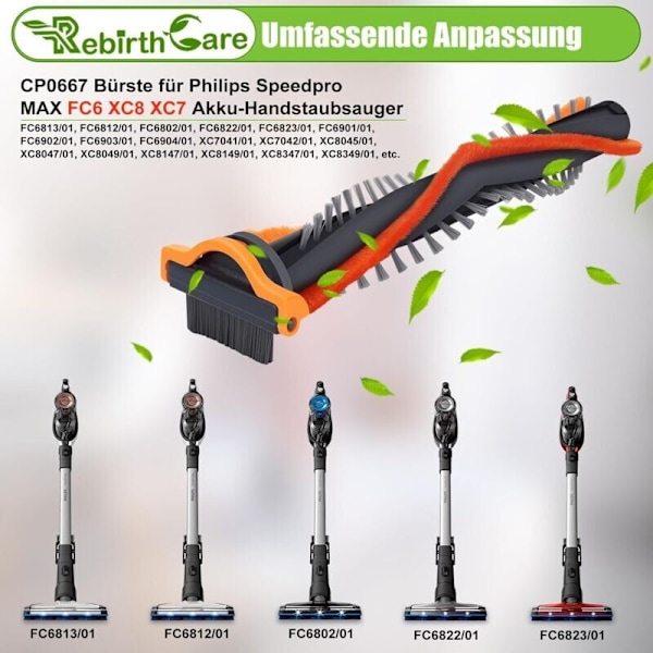 CP0667 Erstatningsbørste for Philips Speedpro Max med 360° FC6 XC8 XC7 Kordløs støvsuger Reservedeler Rullebørste for FC6813/01 XC704101 XC80