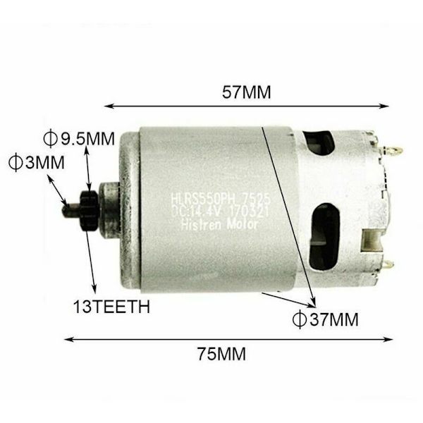 13 Tänder 14.4V Motor för Bosch GSR GSR14.4-2-Li PSR14.4 Li-2, Hållbar Borrmotor Ersättningsdelar..