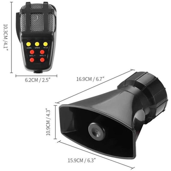 Universaali auton hälytysääni 7-ääninen 12V 100W poliisisiireenin torvikaiutin (musta)