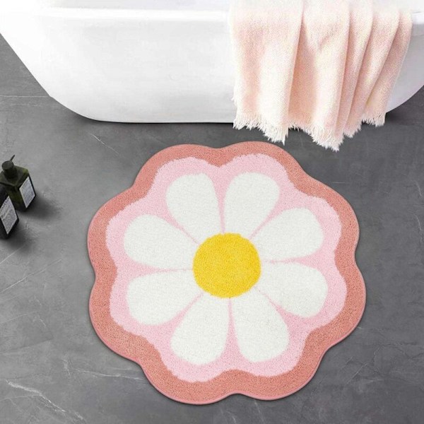 Blomsterbadmatte, Luksuriøs Supermyk Absorberende Mikrofiber Badematte for Bad, for Gulv Dusj Badekar, 2.6 Fot