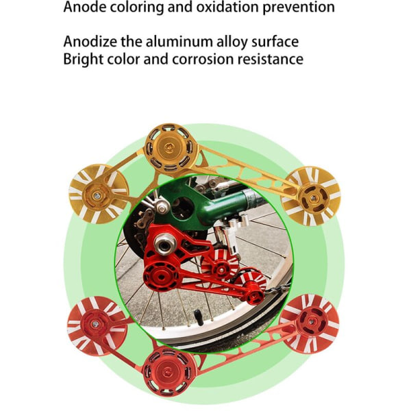 Opgradering til 2-3 hastighed Brompton kæde spænder guidehjul spændingsanordning aluminiumlegering kæde spændingsadapter, rød