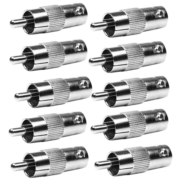 50-pak BNC-plugg til RCA hannplugg, rett kontakt-adapter for CCTV-sikkerhetskamera