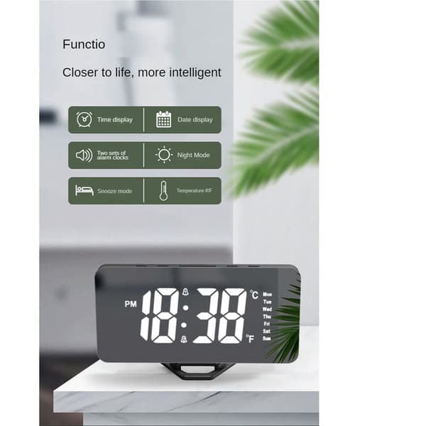 LED Digital Projektionsväckarklocka Elektronisk Bordsväckarklocka Tidsprojektor Sovrum Sängbordsur Vit