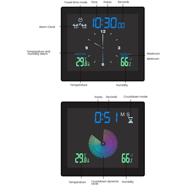 Vattentät badrumsväggklocka Duschklockor Timer Elektronisk digital väggklocka Kök Badrum Tid Vit