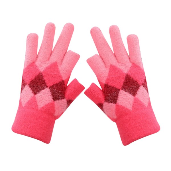 Skjermte hansker for kvinner Varme strikkehansker Vinter Varmt sydd Student Utendørs Sykling Vandring Hansker (røde)