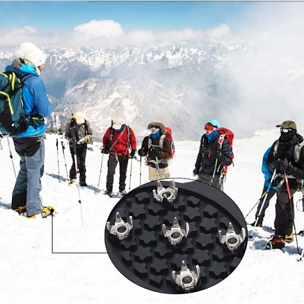 Isbrodder, Universelle Snøgrep for Sko Over Sko Støvle Gummi med 5 Stål Pigger Crampon - M
