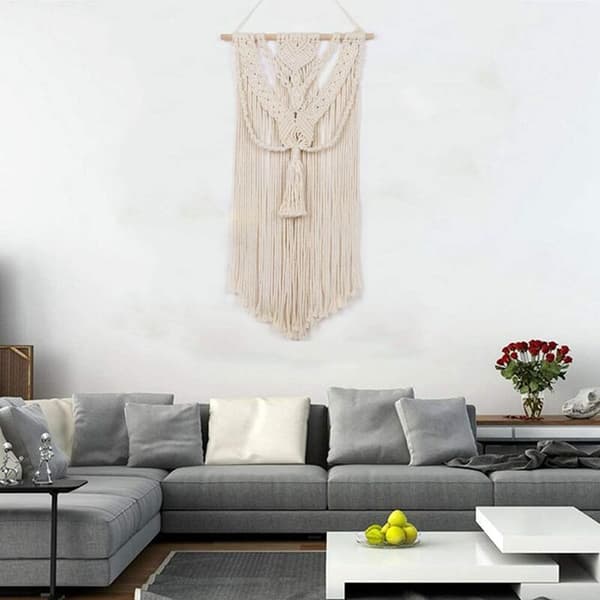 Macrame vävd väggbonad bohemisk stil bohemisk geometrisk konstdekor vacker sovsalsdekoration 75 x 35 cm