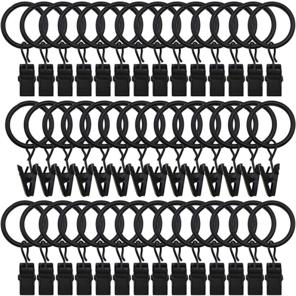 42 Packs of Curtain Rings, with Clips, Decorative Curtains, Rust, , 1 Inch, Inner Diameter, Black