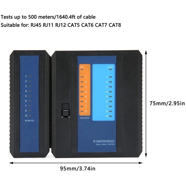 RJ45 nettverkskabeltester, LED-statusskjerm fjernregistrering RJ45 kabeltester for CAT8
