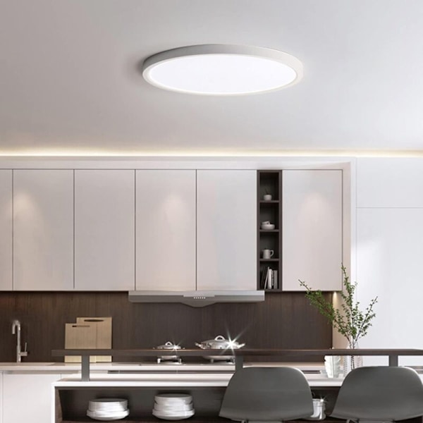 Flat LED Taklampe, 28w 2500lm Rund Taklampe 6000k Kald Hvit, Ultra Tynn Taklampe for Stue, Bad, Kjøkken, Balkong, Bad