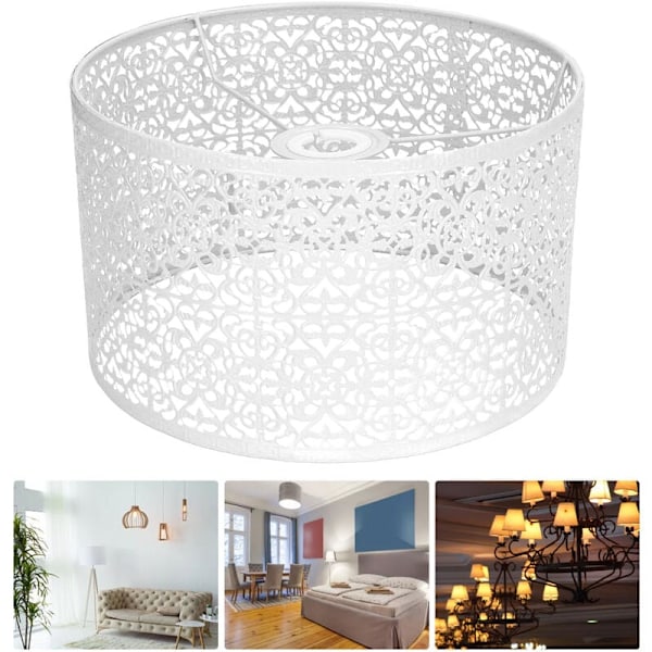 Lampskärm i gummiskinn, modern enkel stil, ihålig design, ljusskydd, heminredning för E14 E27 glödlampor (vit) Lampskärm
