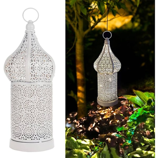 Retro Hålgraverad Marockansk Boho Lykta, Bärbar Skrivbordslampa med Romantisk Atmosfär för Heminredning