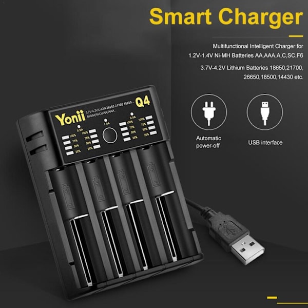 18650 Latauslaite 4 Paikkaa USB 21700 Aaaaa 26650 Litium Akku Älykäs Itsenäinen NiMH