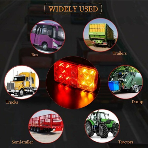 6 stk LED Baglygter Multifunktionelle LED Trailer Lygter 12V Vandtæt Parkeringsposition Blinklys til Lastbil Trailer Caravan Traktor