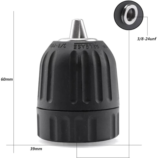 10 st 3/8 tums chucknyckel, pneumatisk/elektrisk/1/32-3/8 tum 24 UNF 0,8-10 mm, skruvmejseladapter för borr