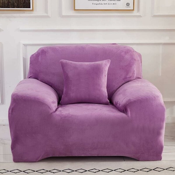 Sofa Trekk 1 2 3 4 Seater (Pute Ikke Inkludert) Ensfarget Fløyel Beskyttende Trekk Enkelt å Installere Elastisk Stoff Maskinvaskbar Sofa C