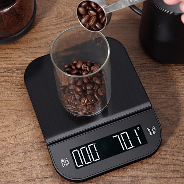 Svart Kaffeskala, Smart Digital, Håndbrygget Kaffe, Elektronisk Drypp med Timer 2Kg
