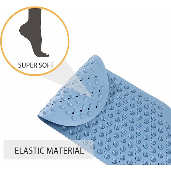 TPE halkfri badrumsmatta, duschmatta för badrum, duschmatta för barn, maskintvättbar sugkopp, slät texturlös badkar 35x16 (blå)