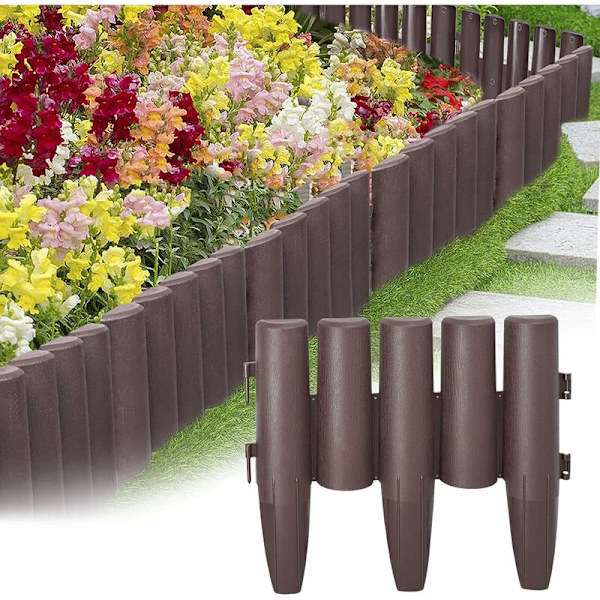 20 Pak 5,6m Trælook Græskanter Plastikkant Polypropylen Havekant Forskellige Former 28x24cm