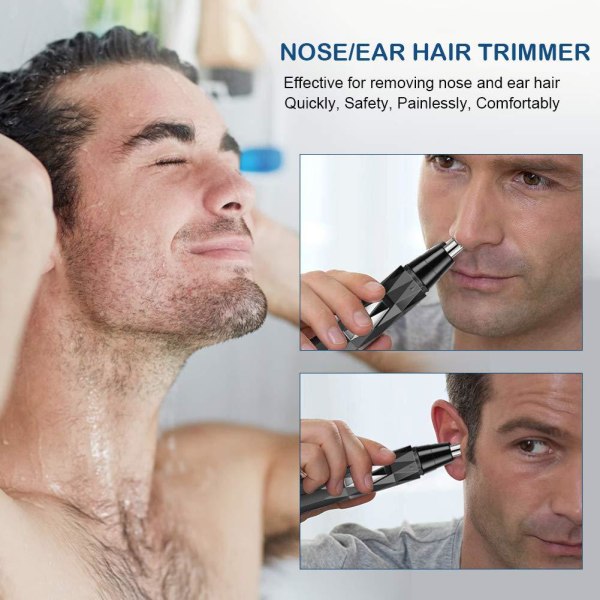Elektrisk herre næsehårstrimmer genopladelig barbering næsehårstrimmer rengøring mini barbering øjenbrynstrimmer sæt multifunktion